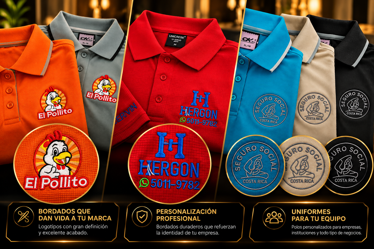 Diferentes trabajos de bordado realizados por Magic Colors