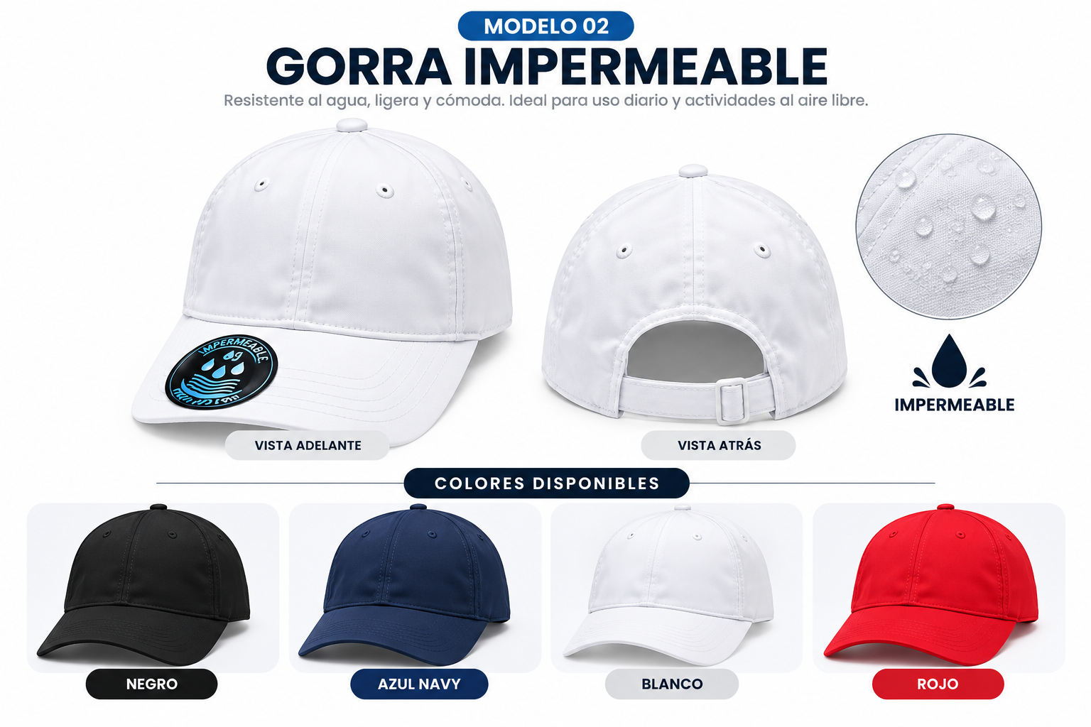 Catálogo de gorras impermeables