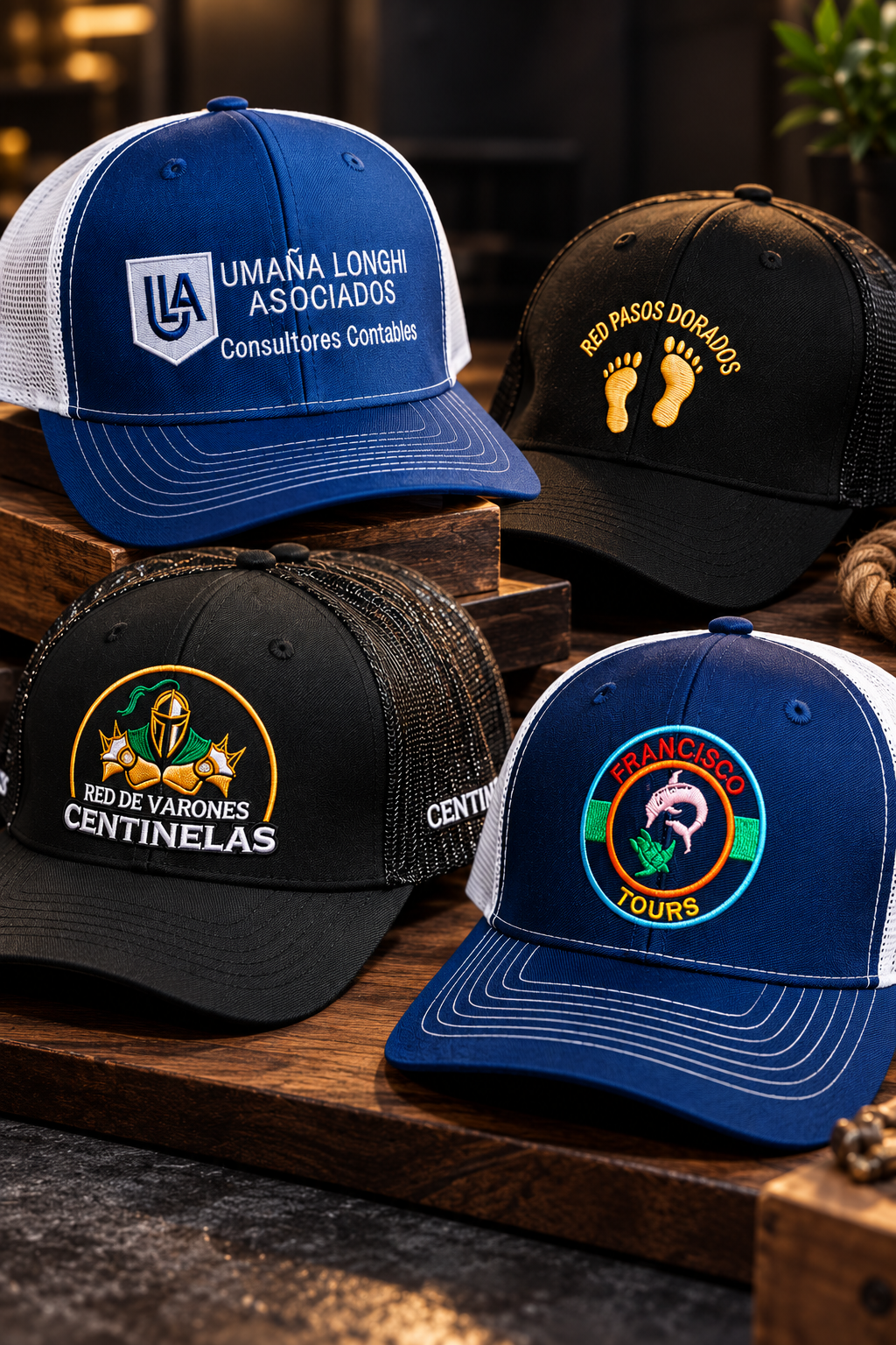 Gorras personalizadas con diferentes diseños bordados