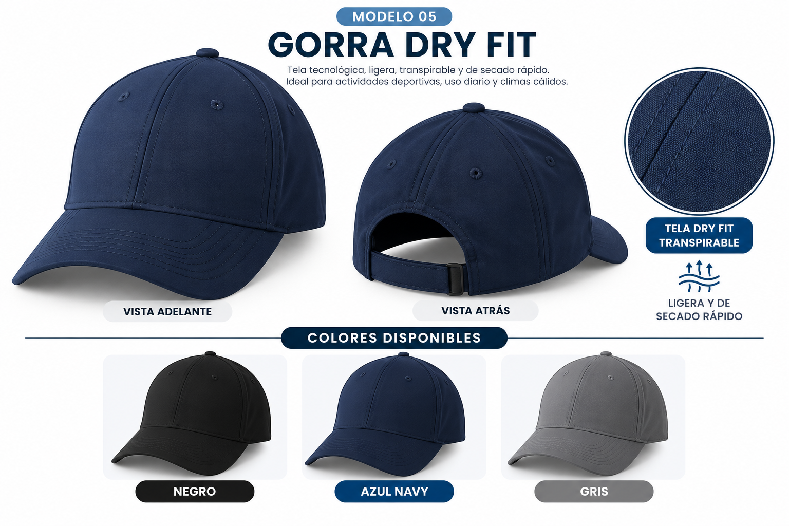 Catálogo de gorras Dry Fit