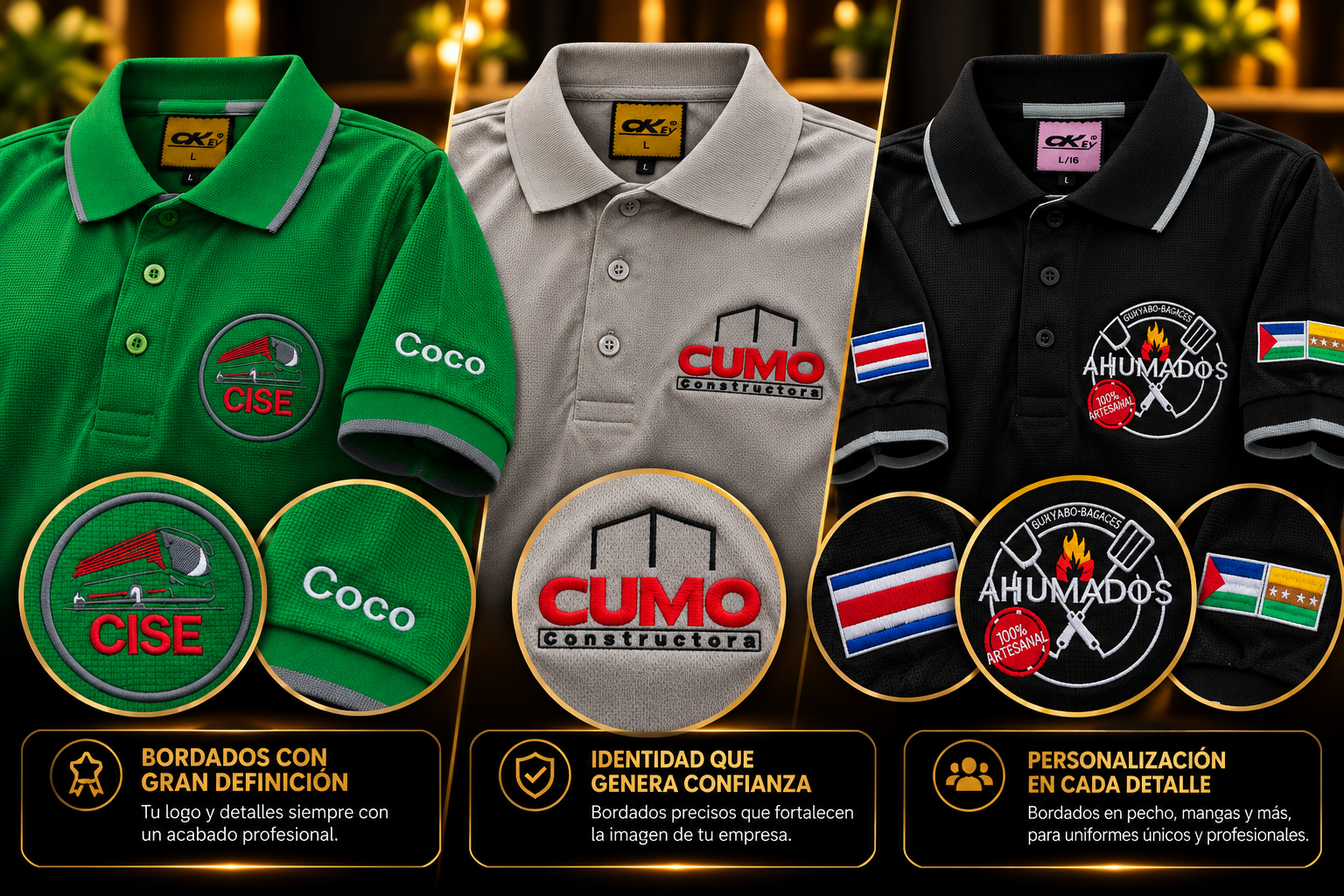 Uniformes empresariales con bordados personalizados